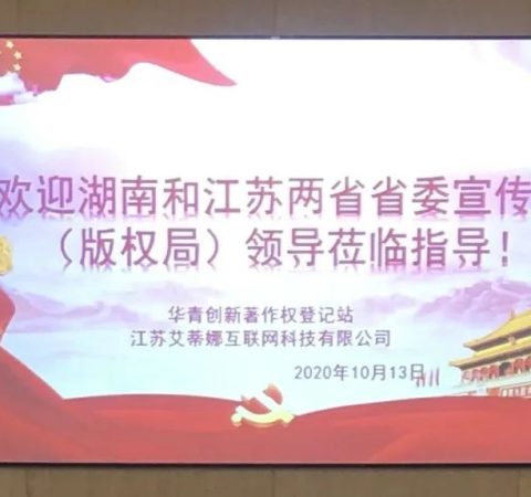 湖南和江苏两省宣传部（版权局）领导莅临艾蒂娜调研指导数字版权交易平台与数字版权联合会工作